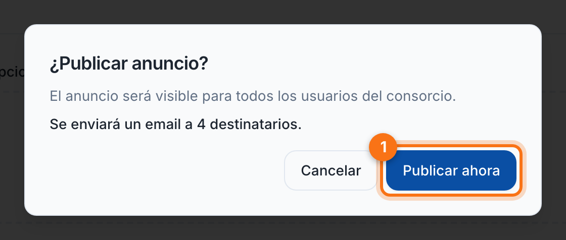 Confirmación de la publicación