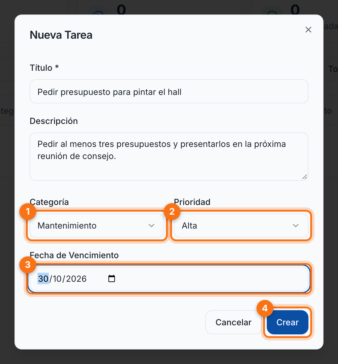 Formulario de nueva tarea