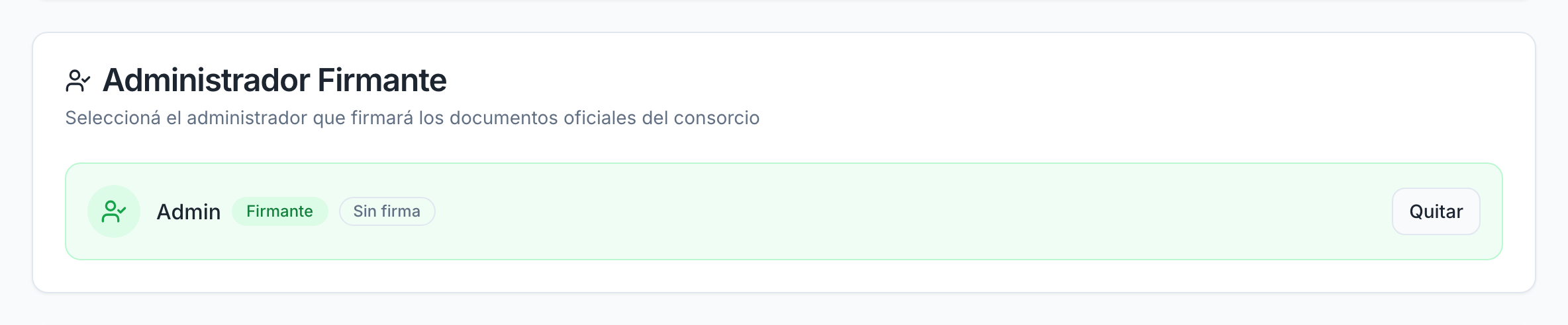 Administrador firmante elegido