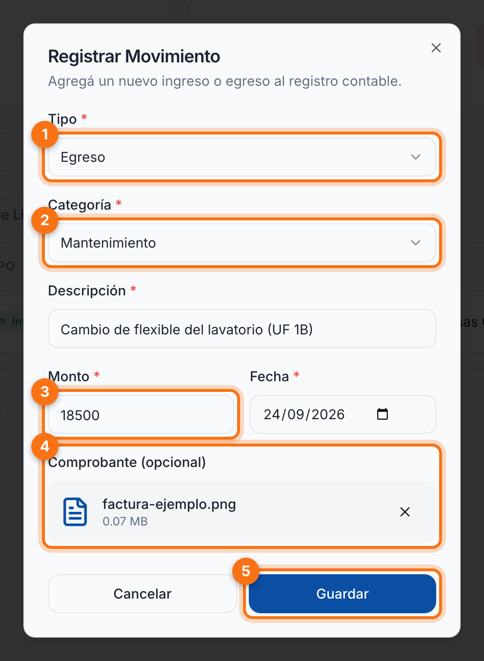 Formulario de nuevo egreso