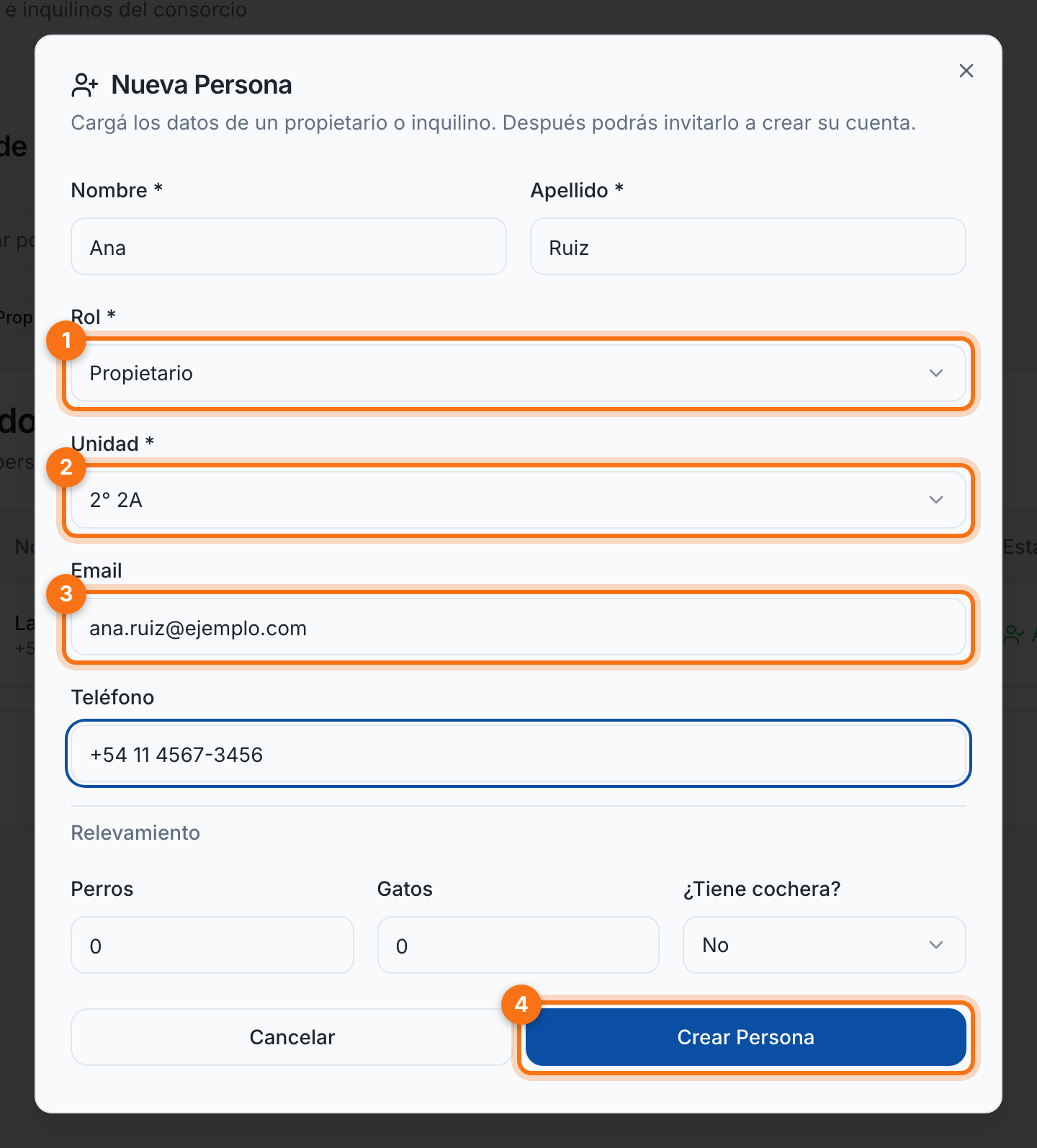 Formulario de nueva persona