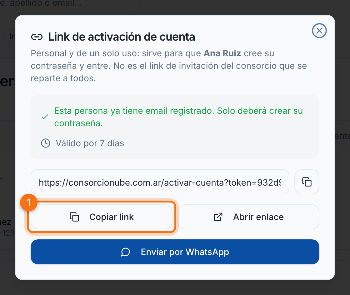 Link de activación