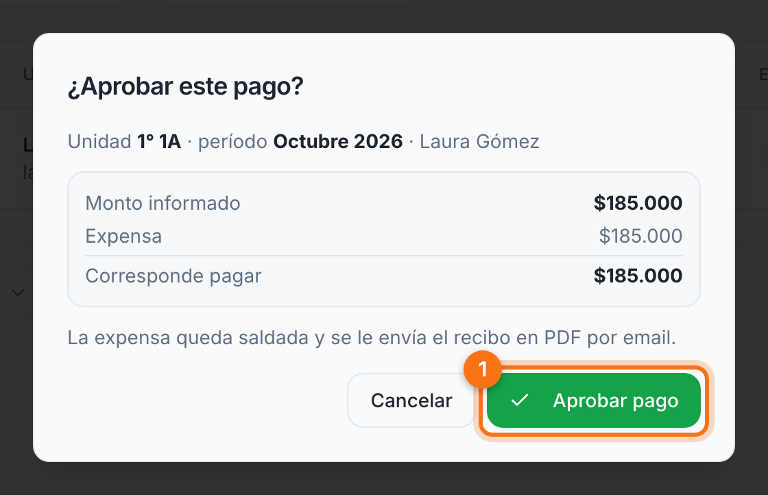 Confirmación de la aprobación